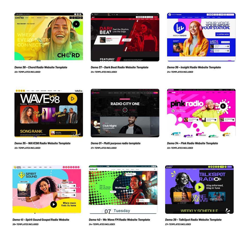 pro radio website templates new demos